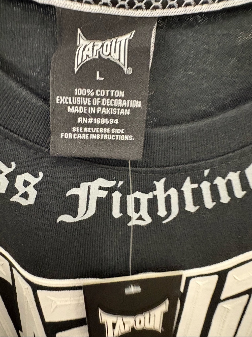 Tapout Black Short Sleeve Tee with Red Roses and White Wings - Picture 2 of 3